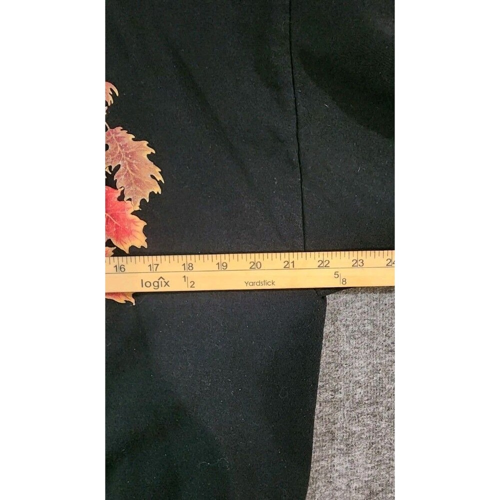Vtg Jerzees Fall Theme Sweatshirt Woman's Large Black W Autumn Leaves And Robins - Picture 5 of 6